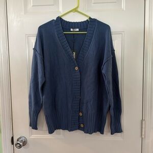 NWT Zeagoo Blue Oversized Cardigan Sweater Fall Winter Comfy Buttons Size Small